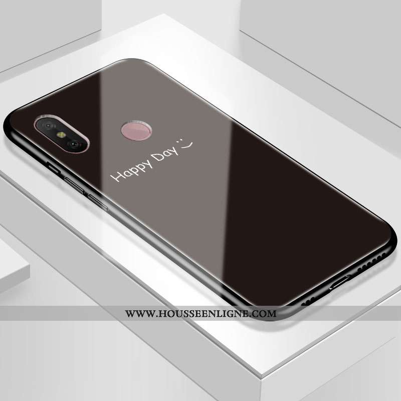 Coque Xiaomi Mi A2 Lite Fluide Doux Protection Étui Miroir Rouge Tempérer Art Blanche