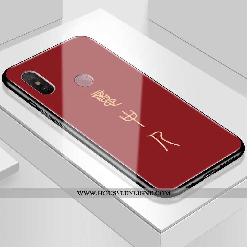Coque Xiaomi Mi A2 Lite Fluide Doux Protection Étui Miroir Rouge Tempérer Art Blanche