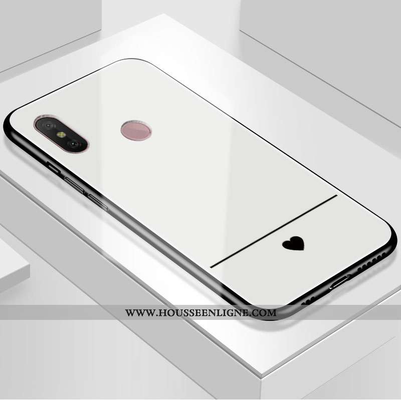 Coque Xiaomi Mi A2 Lite Fluide Doux Protection Étui Miroir Rouge Tempérer Art Blanche