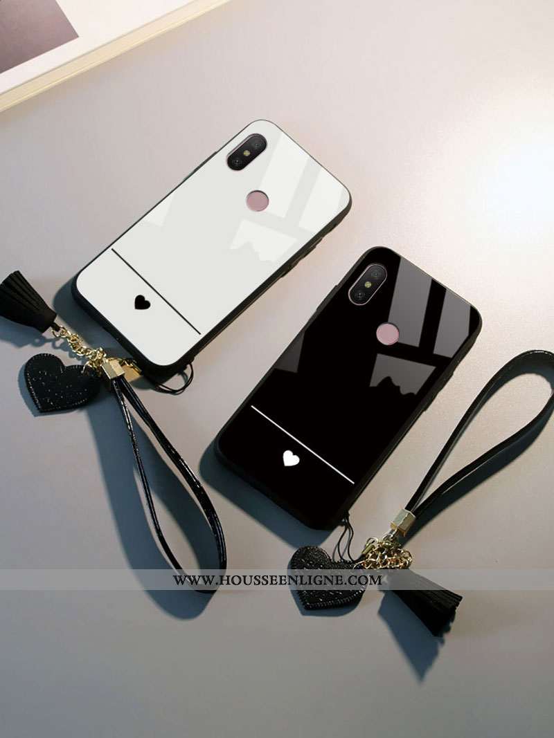 Coque Xiaomi Mi A2 Lite Fluide Doux Protection Étui Miroir Rouge Tempérer Art Blanche