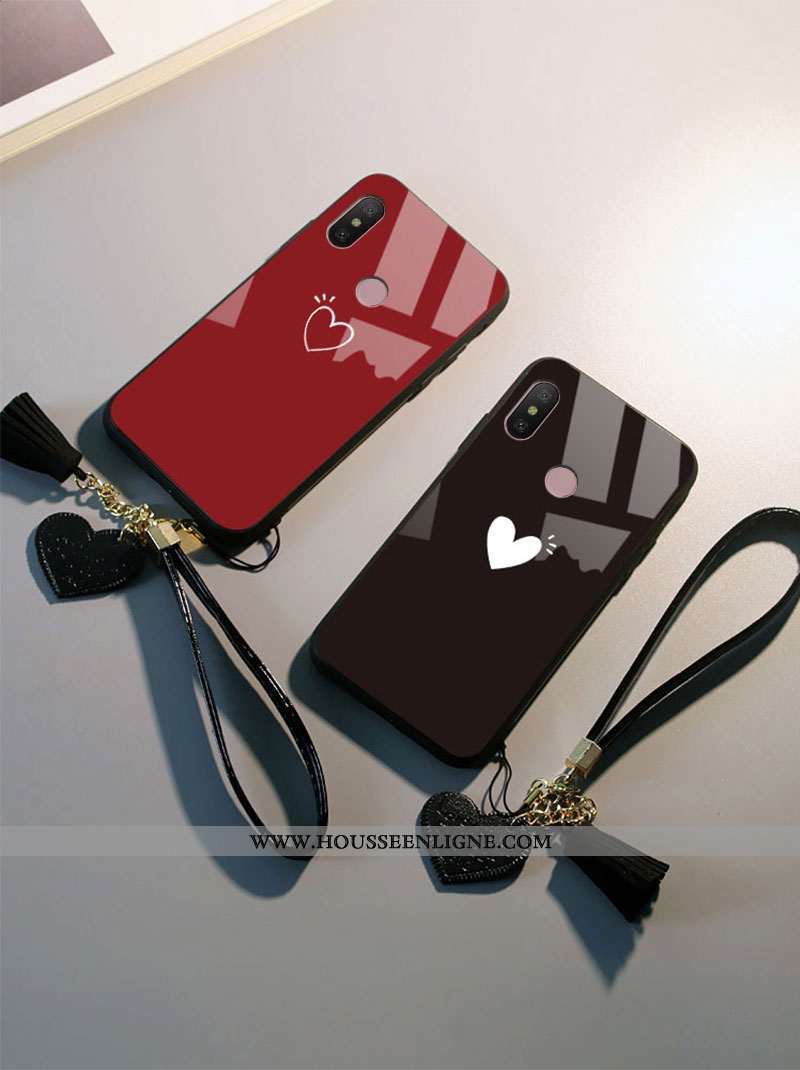 Coque Xiaomi Mi A2 Lite Fluide Doux Protection Étui Miroir Rouge Tempérer Art Blanche