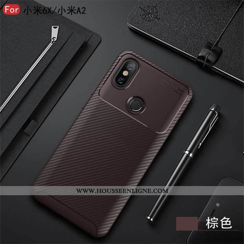 Coque Xiaomi Mi A2 Lite Fluide Doux Silicone Protection Fibre Incassable Étoile Marron