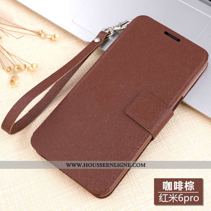 Coque Xiaomi Mi A2 Lite Protection Délavé En Daim Incassable Rouge Cuir Clamshell Business Rose