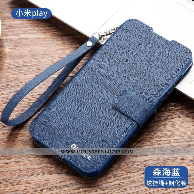 Coque Xiaomi Mi A2 Protection Cuir Tout Compris Petit Étui Incassable Bleu