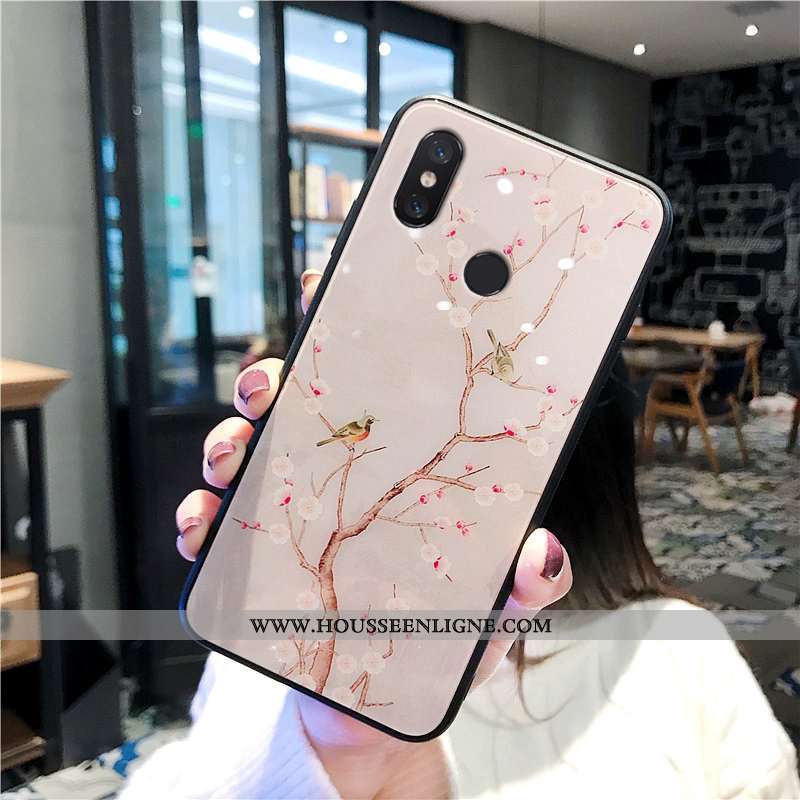 Coque Xiaomi Mi A2 Protection Verre Téléphone Portable Créatif Style Chinois Incassable Jaune