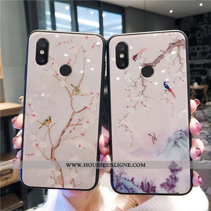 Coque Xiaomi Mi A2 Protection Verre Téléphone Portable Créatif Style Chinois Incassable Jaune