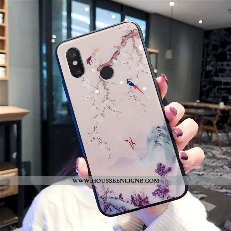 Coque Xiaomi Mi A2 Protection Verre Téléphone Portable Créatif Style Chinois Incassable Jaune