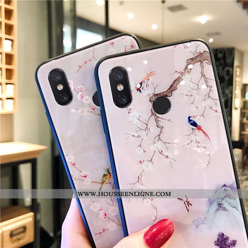 Coque Xiaomi Mi A2 Protection Verre Téléphone Portable Créatif Style Chinois Incassable Jaune
