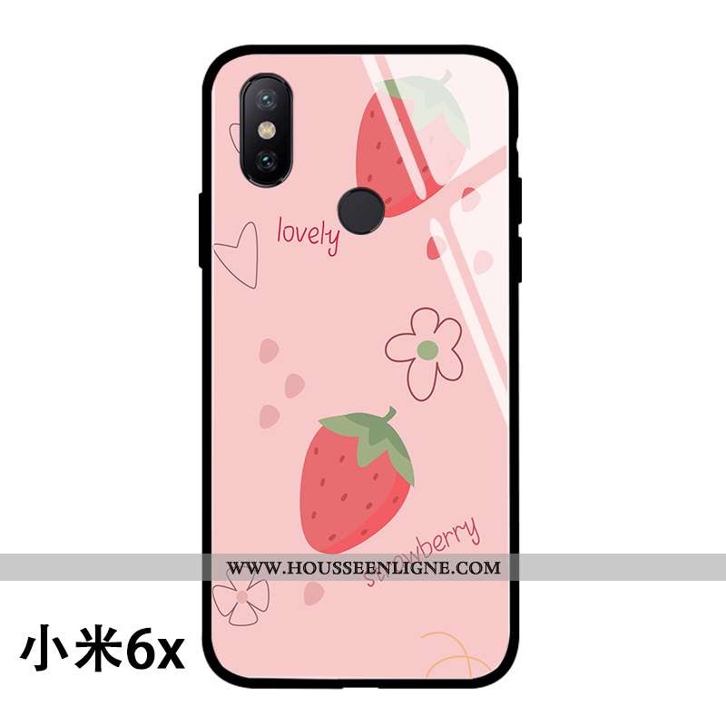 Coque Xiaomi Mi A2 Silicone Protection Jeunesse Étui Simple Créatif Fraise Rose