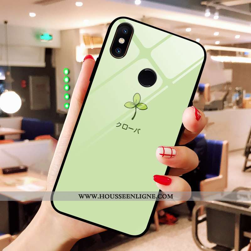 Coque Xiaomi Mi A2 Verre Créatif Fraise Petit Charmant Net Rouge Rose
