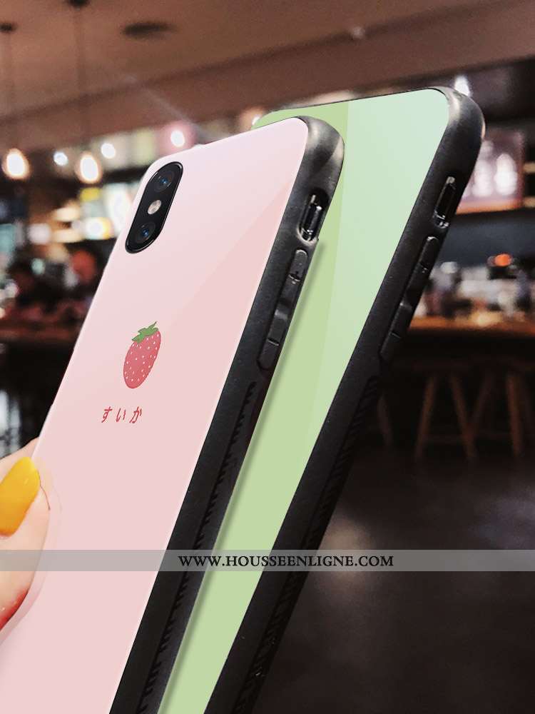 Coque Xiaomi Mi A2 Verre Créatif Fraise Petit Charmant Net Rouge Rose