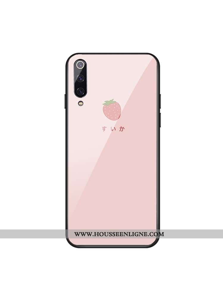 Coque Xiaomi Mi A2 Verre Créatif Fraise Petit Charmant Net Rouge Rose