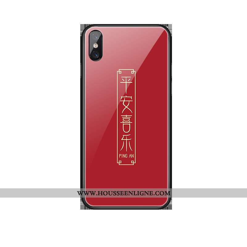 Coque Xiaomi Mi A2 Verre Petit Net Rouge Rouge Rat Téléphone Portable