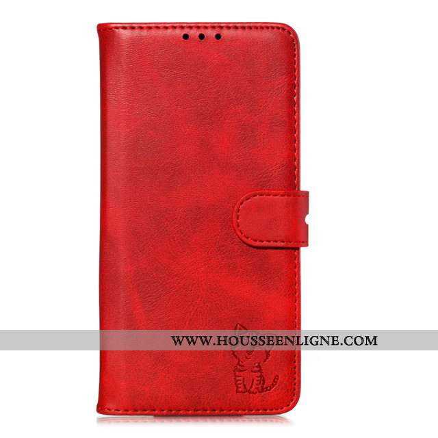 Coque Xiaomi Mi A3 Cuir Fluide Doux Tout Compris Étui Carte Incassable Rouge