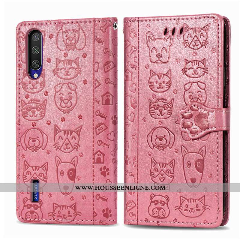 Coque Xiaomi Mi A3 Dessin Animé Cuir Jeunesse Étui Rose Petit