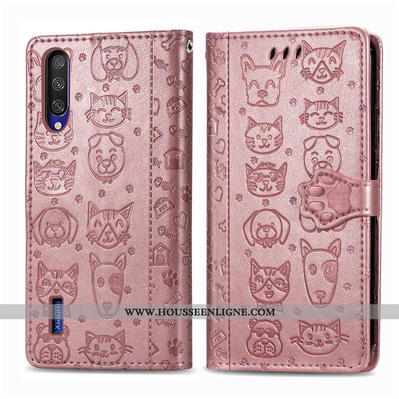 Coque Xiaomi Mi A3 Dessin Animé Cuir Jeunesse Étui Rose Petit