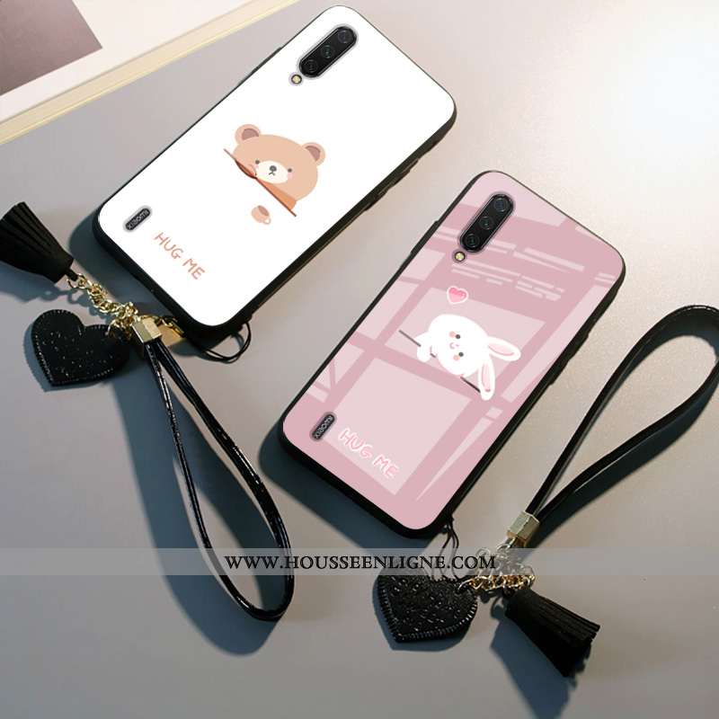 Coque Xiaomi Mi A3 Dessin Animé Protection Net Rouge Tout Compris Petit Rose Étui