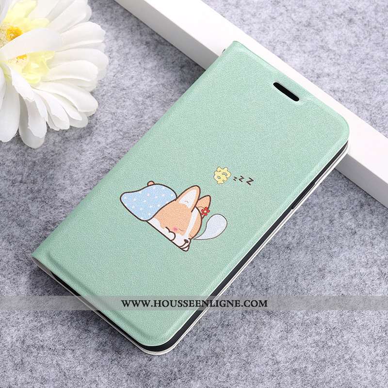 Coque Xiaomi Mi A3 Personnalité Dessin Animé Modèle Cuir Charmant Protection Clamshell Verte
