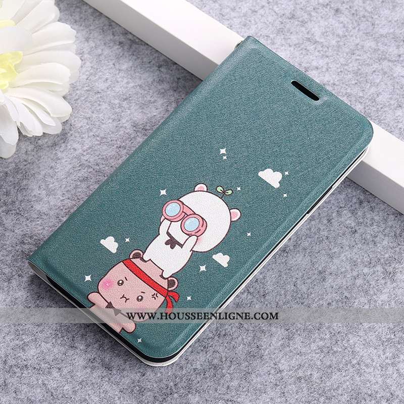 Coque Xiaomi Mi A3 Personnalité Dessin Animé Modèle Cuir Charmant Protection Clamshell Verte