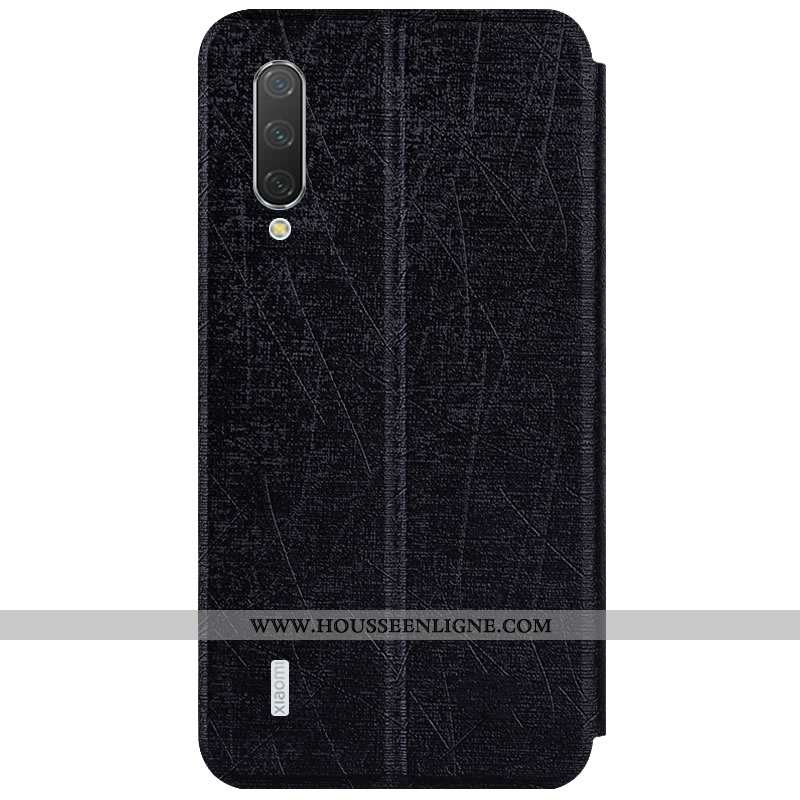 Coque Xiaomi Mi A3 Portefeuille Cuir Bleu Carte Petit Housse