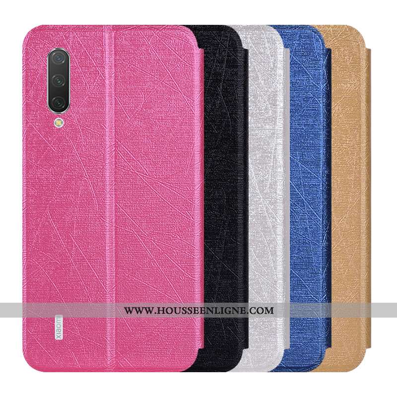 Coque Xiaomi Mi A3 Portefeuille Cuir Bleu Carte Petit Housse
