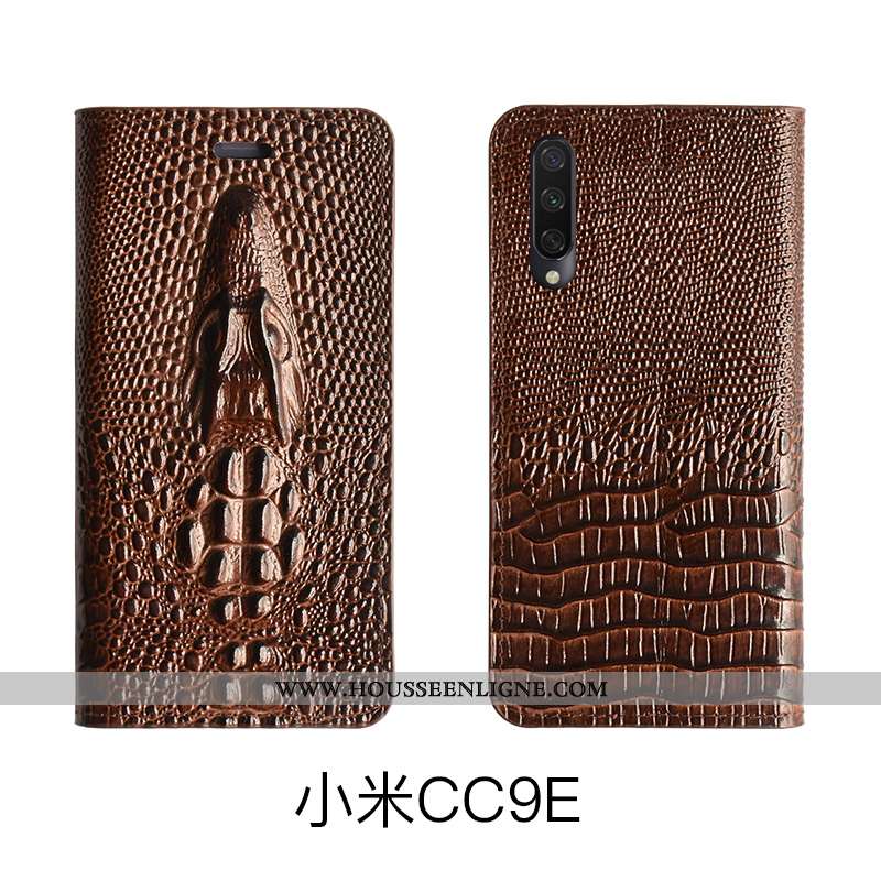 Coque Xiaomi Mi A3 Protection Cuir Véritable Housse Luxe Bovins Noir
