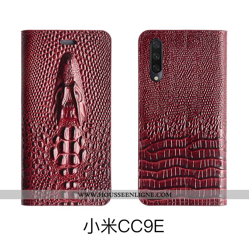 Coque Xiaomi Mi A3 Protection Cuir Véritable Housse Luxe Bovins Noir