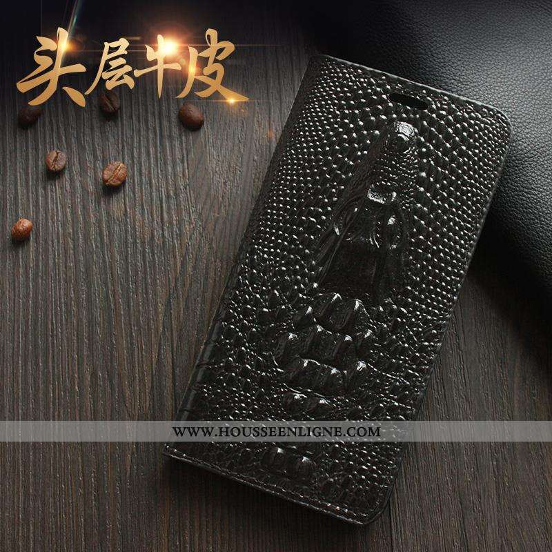 Coque Xiaomi Mi A3 Protection Cuir Véritable Housse Luxe Bovins Noir