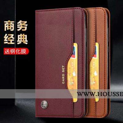 Coque Xiaomi Mi A3 Protection Cuir Véritable Marron Tout Compris Business Cuir Étui
