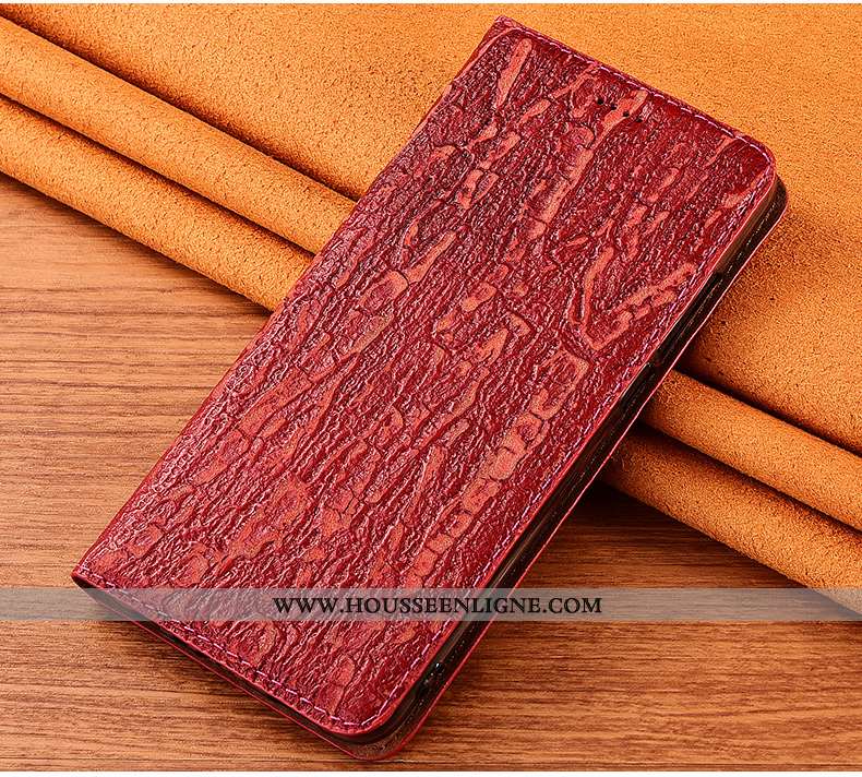Coque Xiaomi Mi A3 Protection Cuir Véritable Silicone Nouveau Arbres Housse Rouge