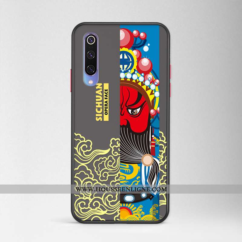 Coque Xiaomi Mi A3 Protection Délavé En Daim Personnalité Simple Net Rouge Étui Incassable Gris