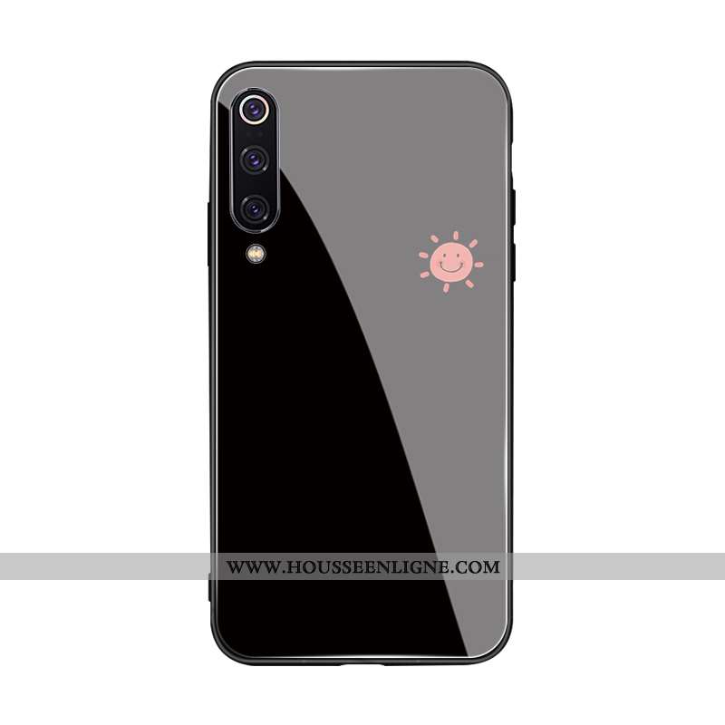 Coque Xiaomi Mi A3 Protection Verre Simple Noir Jeunesse Délavé En Daim Étui