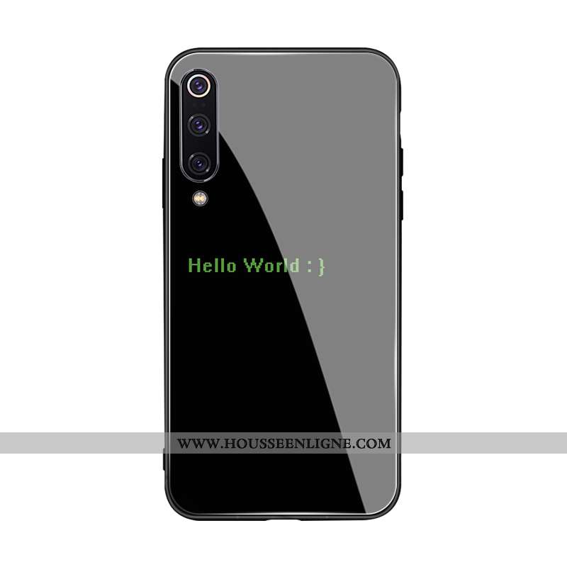 Coque Xiaomi Mi A3 Protection Verre Simple Noir Jeunesse Délavé En Daim Étui
