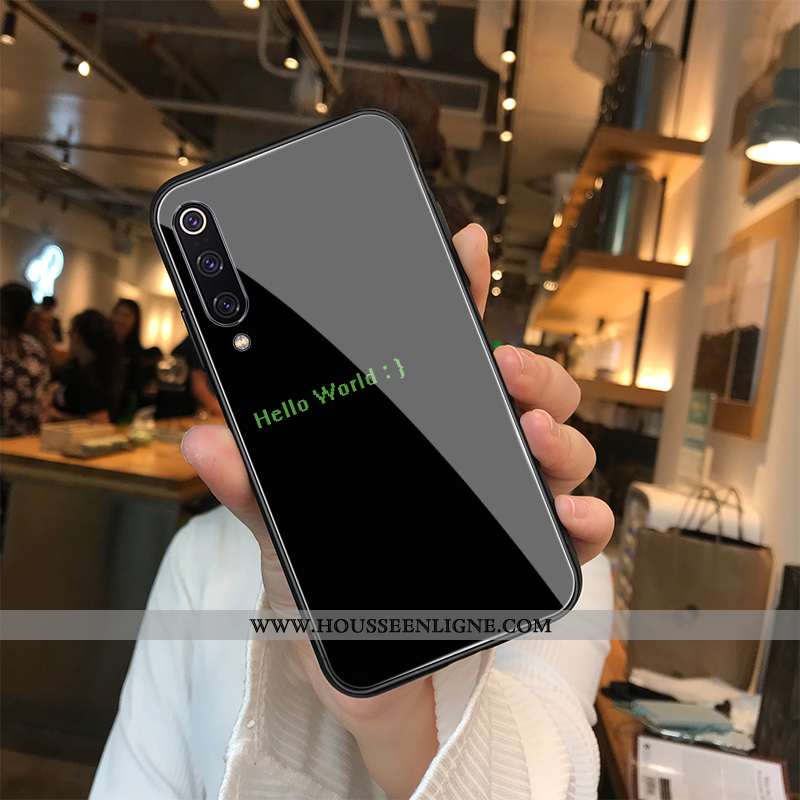 Coque Xiaomi Mi A3 Protection Verre Simple Noir Jeunesse Délavé En Daim Étui