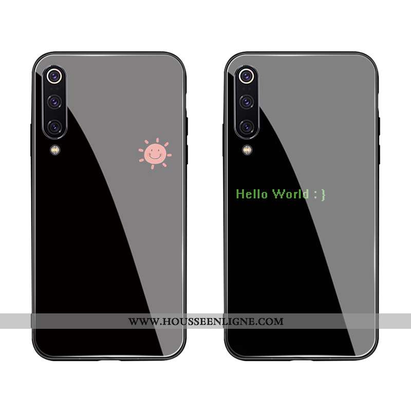 Coque Xiaomi Mi A3 Protection Verre Simple Noir Jeunesse Délavé En Daim Étui