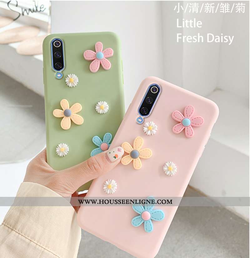 Coque Xiaomi Mi A3 Silicone Fluide Doux Petit Fleurs Rose Téléphone Portable