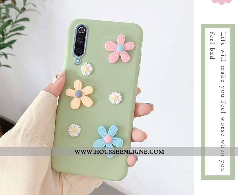 Coque Xiaomi Mi A3 Silicone Fluide Doux Petit Fleurs Rose Téléphone Portable