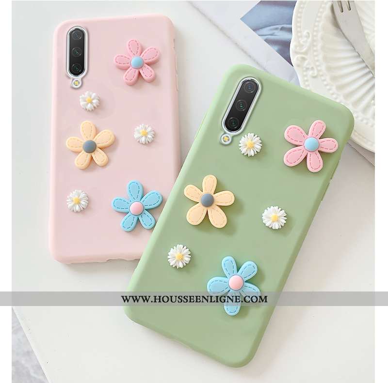 Coque Xiaomi Mi A3 Silicone Fluide Doux Petit Fleurs Rose Téléphone Portable