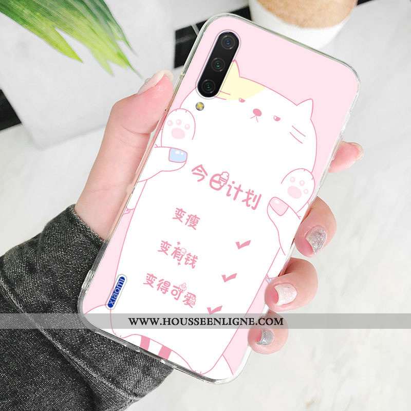 Coque Xiaomi Mi A3 Silicone Protection Personnalisé Petit Étui Transparent Rose