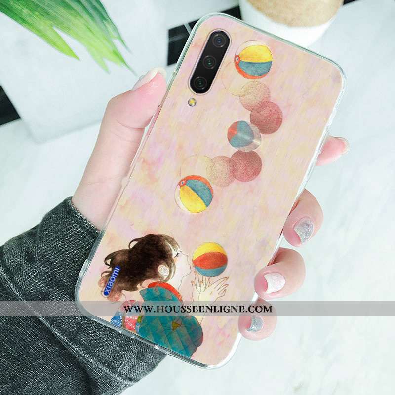 Coque Xiaomi Mi A3 Silicone Protection Personnalisé Petit Étui Transparent Rose