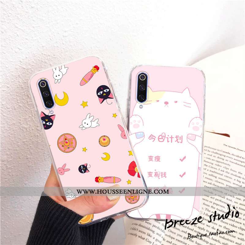 Coque Xiaomi Mi A3 Silicone Protection Personnalisé Petit Étui Transparent Rose