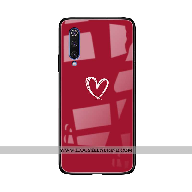 Coque Xiaomi Mi A3 Verre Personnalité Rouge Étui Silicone Créatif Protection