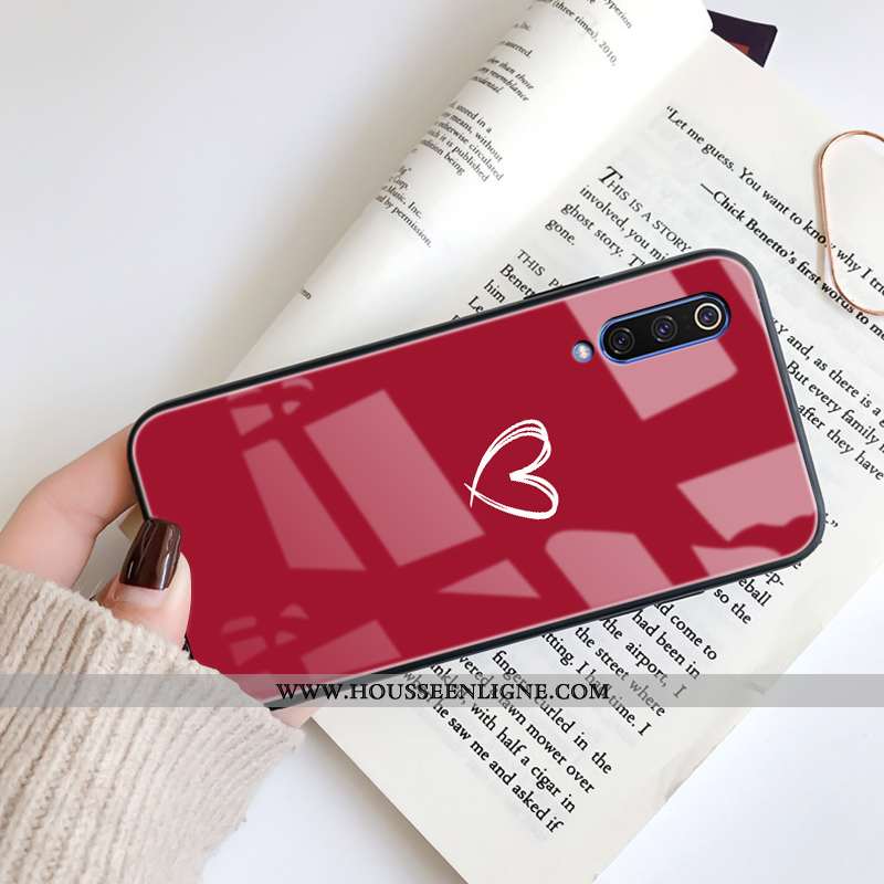 Coque Xiaomi Mi A3 Verre Personnalité Rouge Étui Silicone Créatif Protection