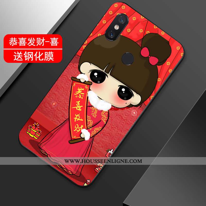 Coque Xiaomi Mi Max 3 Créatif Tendance Tout Compris Incassable Rouge Silicone Vent