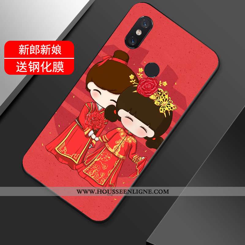 Coque Xiaomi Mi Max 3 Créatif Tendance Tout Compris Incassable Rouge Silicone Vent
