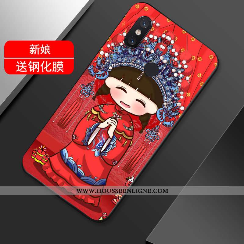 Coque Xiaomi Mi Max 3 Créatif Tendance Tout Compris Incassable Rouge Silicone Vent