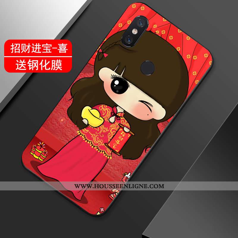 Coque Xiaomi Mi Max 3 Créatif Tendance Tout Compris Incassable Rouge Silicone Vent