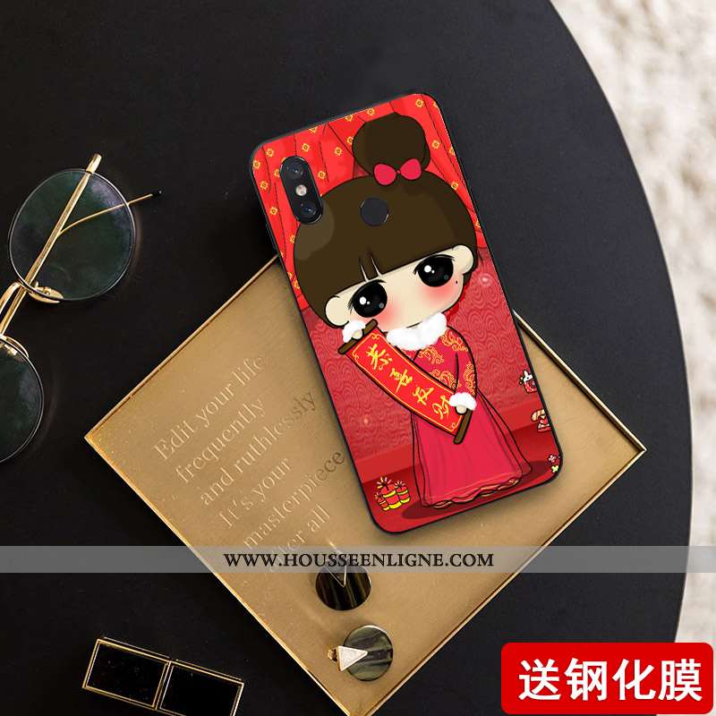 Coque Xiaomi Mi Max 3 Créatif Tendance Tout Compris Incassable Rouge Silicone Vent