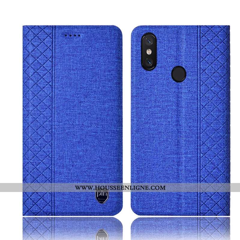 Coque Xiaomi Mi Max 3 Cuir Protection Gris Petit Housse Tout Compris Lin