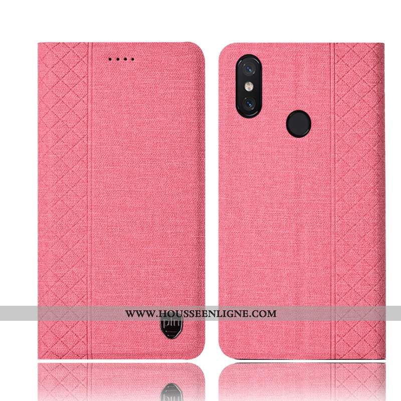 Coque Xiaomi Mi Max 3 Cuir Protection Gris Petit Housse Tout Compris Lin